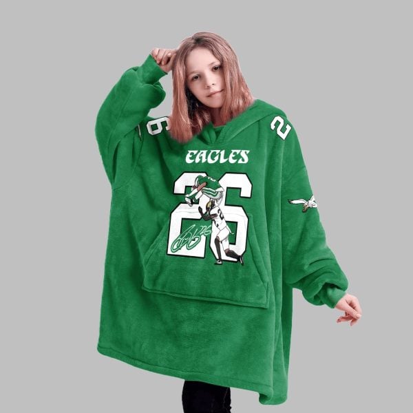 2025 Eagles Saquon Barkley 26 Blanket Hoodie 5