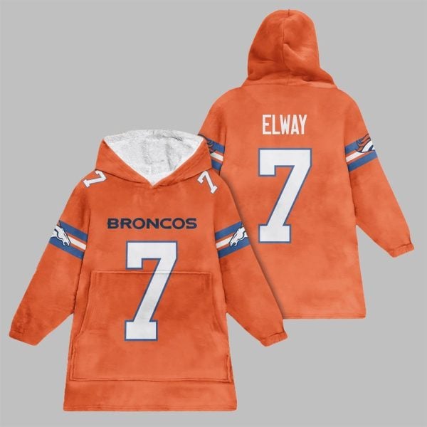 2025 Elway 7 Broncos Football Blanket Hoodie 1