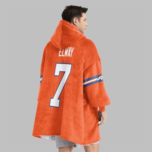 2025 Elway 7 Broncos Football Blanket Hoodie 2