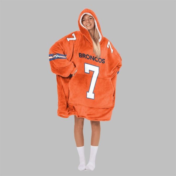 2025 Elway 7 Broncos Football Blanket Hoodie 4