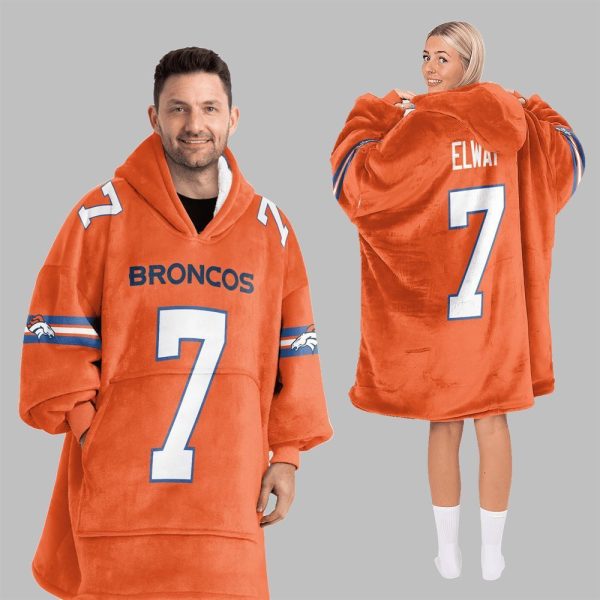 2025 Elway 7 Broncos Football Blanket Hoodie 5