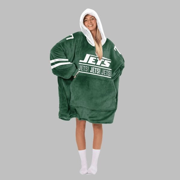 2025 Fields 7 NY Jets Blanket Hoodie 2