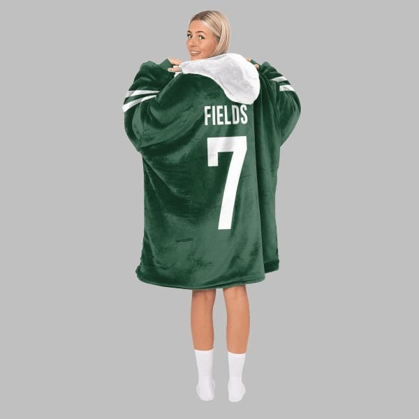 2025 Fields 7 NY Jets Blanket Hoodie 3