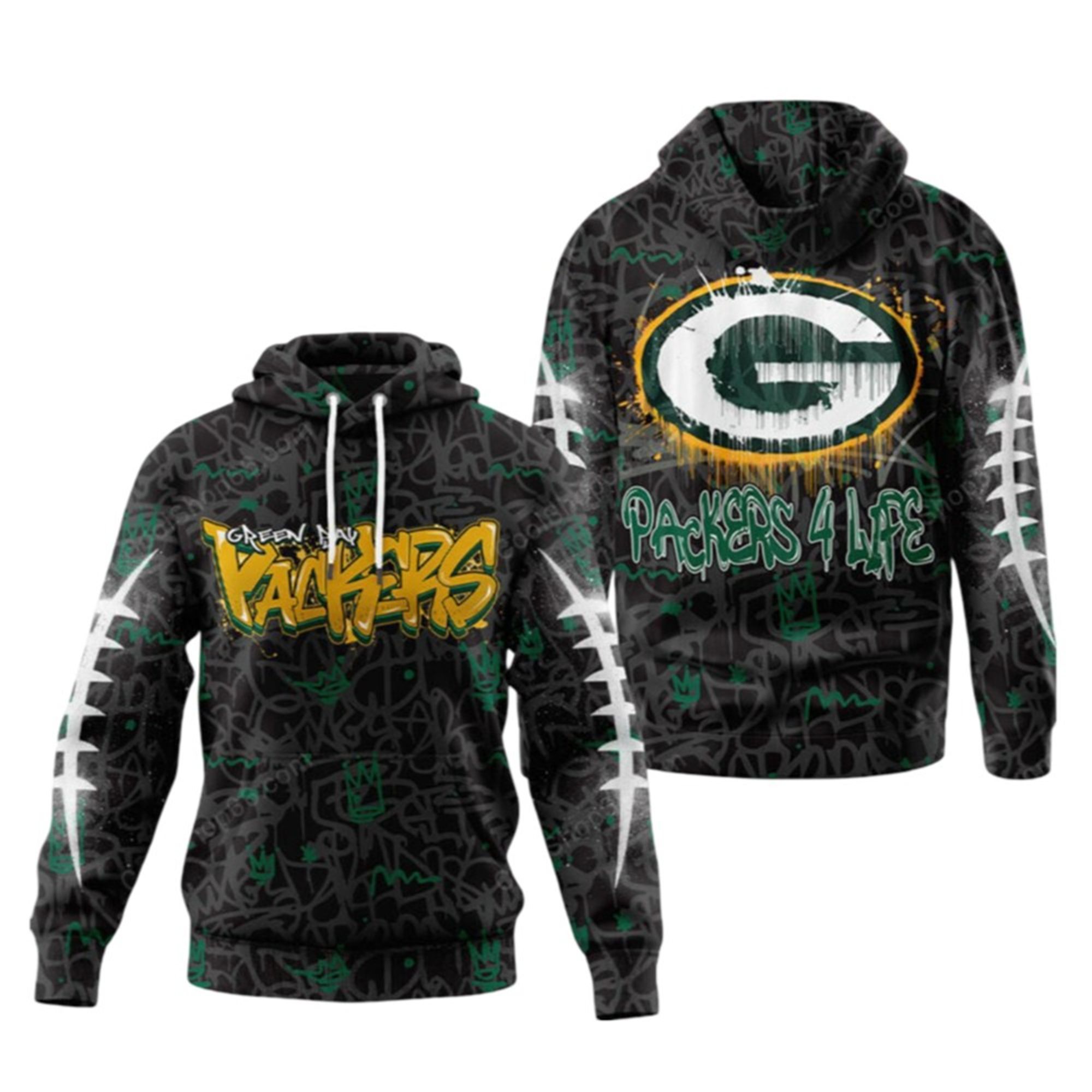 2025 GB Packers Graffiti For Life Hoodie 2 2025 GB Packers Graffiti For Life Hoodie 1 2