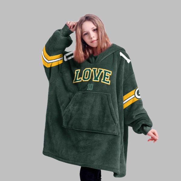 2025 GB Packers Jordan Love 10 Blanket Hoodie 3