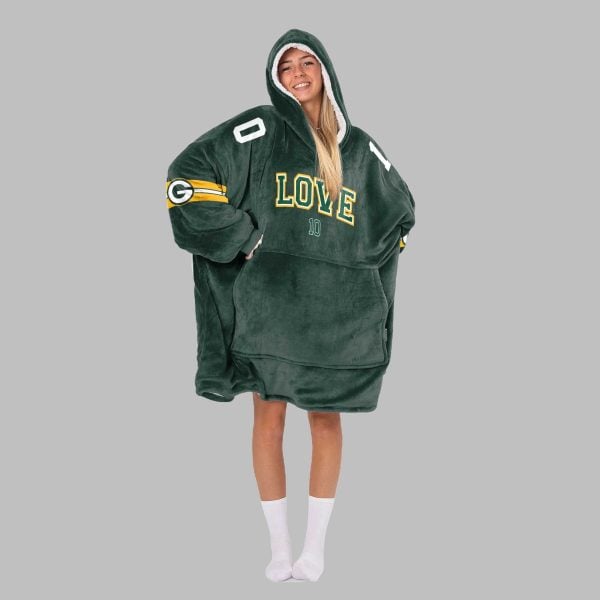 2025 GB Packers Jordan Love 10 Blanket Hoodie 4