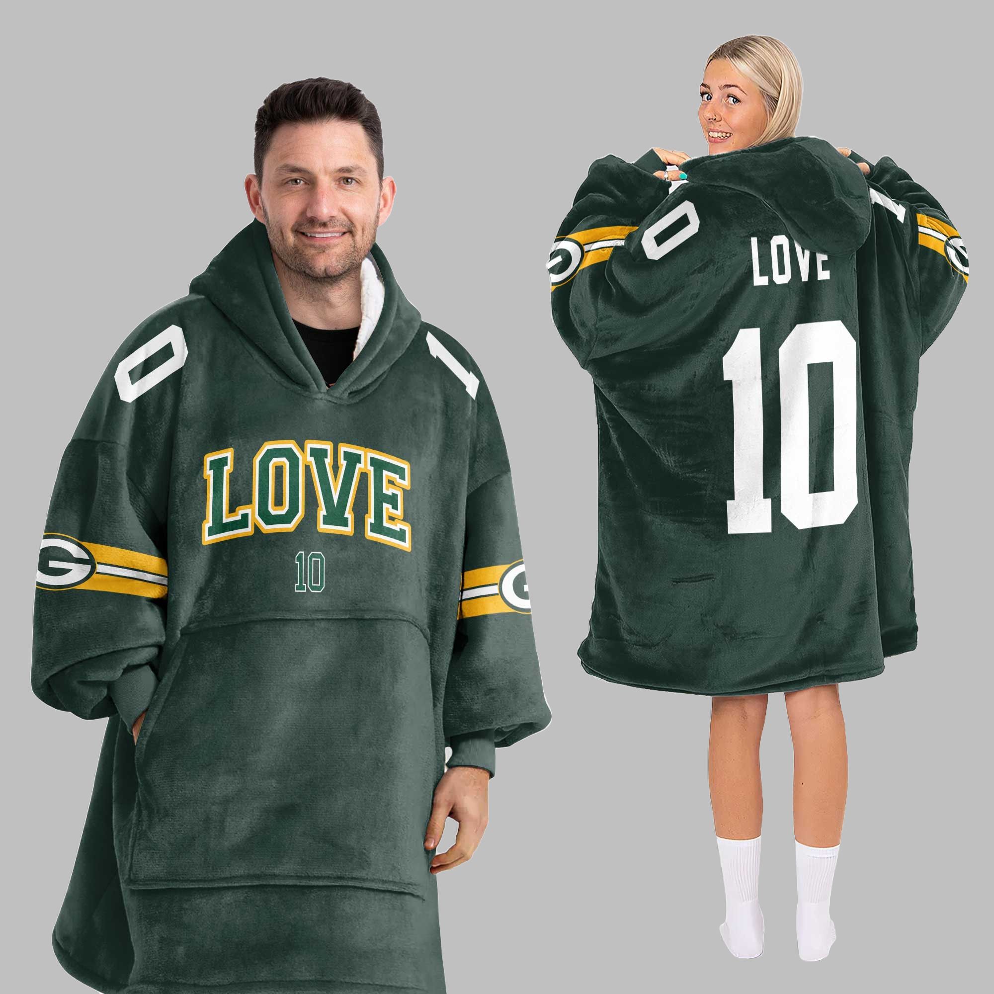 2025 GB Packers Jordan Love 10 Blanket Hoodie 5 2025 GB Packers Jordan Love 10 Blanket Hoodie 5