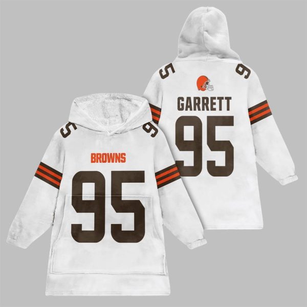 2025 Garrett 95 Browns Football Blanket Hoodie 6