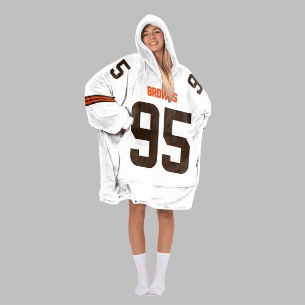 2025 Garrett 95 Browns Football Blanket Hoodie 7