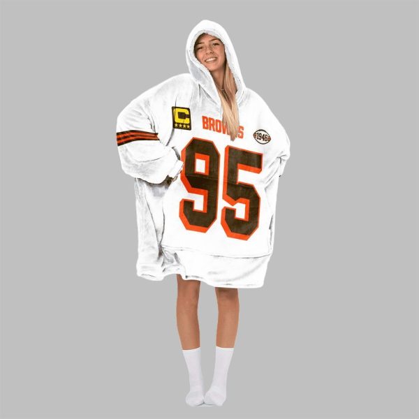 2025 Garrett 95 Captain Cleveland Football Blanket Hoodie 4