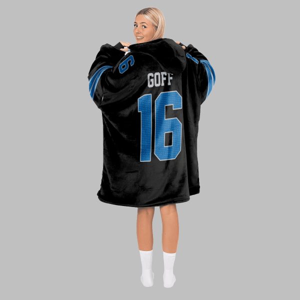 2025 Goff 16 4TH Down And Fuck It Go Lions Blanket Hoodie 3