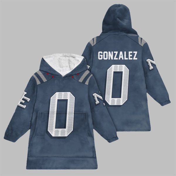 2025 Gonzalez 0 New England Football Blanket Hoodie 1
