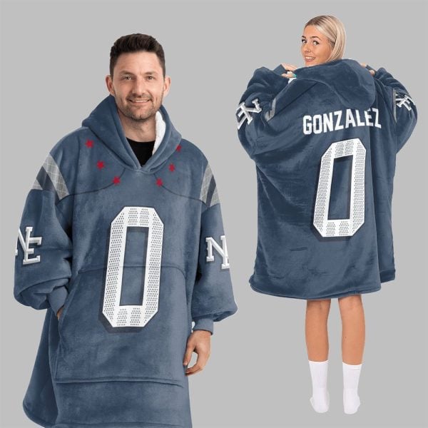 2025 Gonzalez 0 New England Football Blanket Hoodie 2