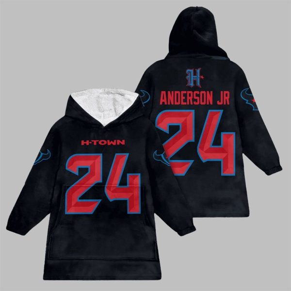 2025 H town Anderson Jr 24 Houston Football Blanket Hoodie 1