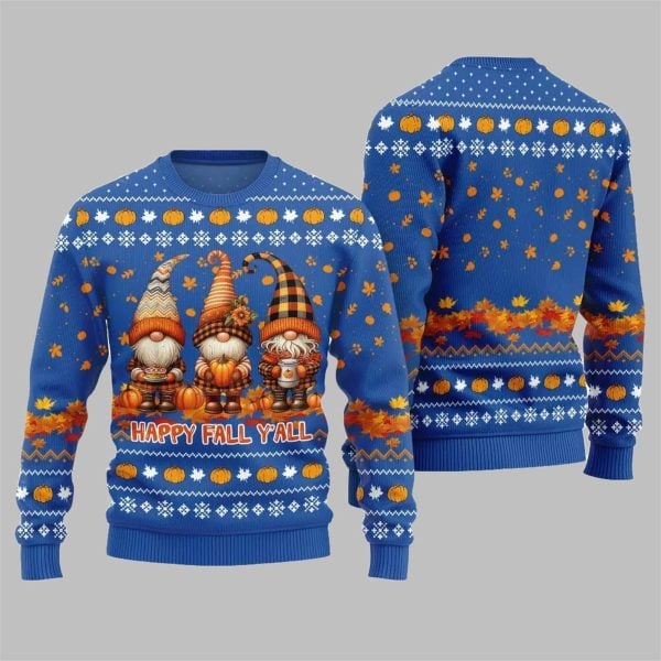 2025 Happy Fall Yall Gnome Ugly Thanksgiving Sweater 1