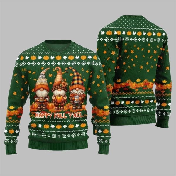 2025 Happy Fall Yall Gnome Ugly Thanksgiving Sweater 2