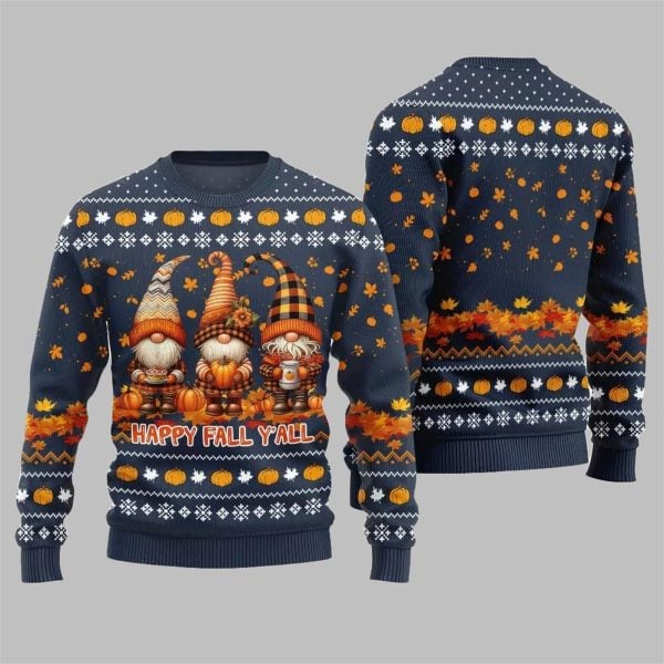 2025 Happy Fall Yall Gnome Ugly Thanksgiving Sweater 3
