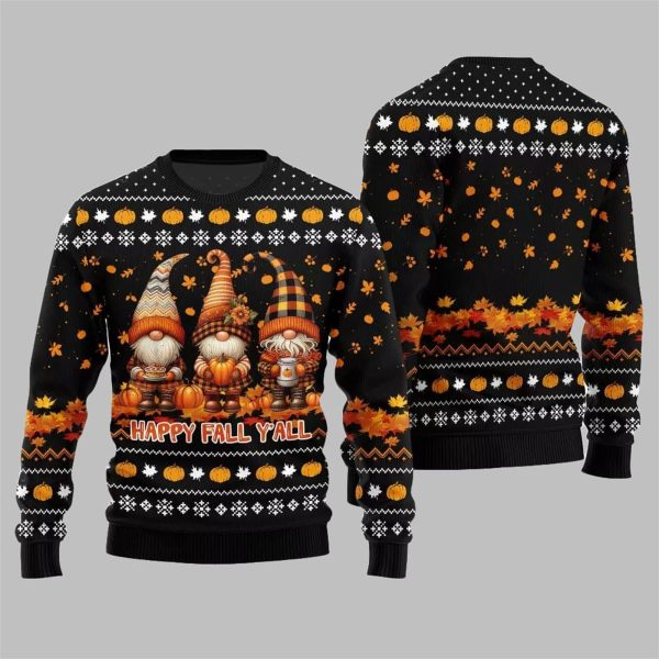 2025 Happy Fall Yall Gnome Ugly Thanksgiving Sweater 4