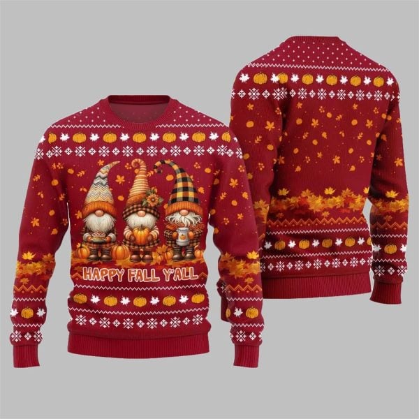2025 Happy Fall Yall Gnome Ugly Thanksgiving Sweater 5