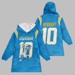 2025 Herbert 10 LA Chargers Blanket Hoodie