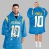 2025 Herbert 10 LA Chargers Blanket Hoodie 8 2025 Herbert 10 LA Chargers Blanket Hoodie