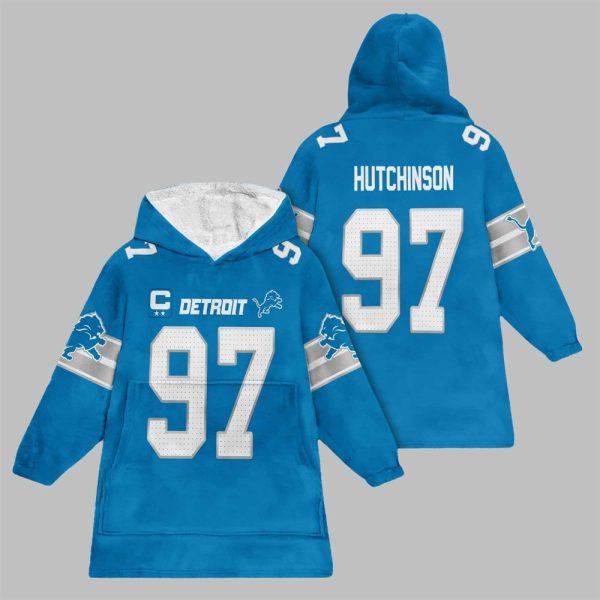 2025 Hutchinson 97 Detroit Football Blanket Hoodie 1