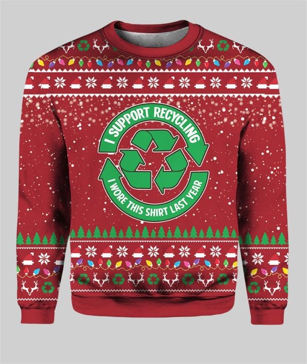 2025 I Support Recycling Ugly Sweater Christmas 3
