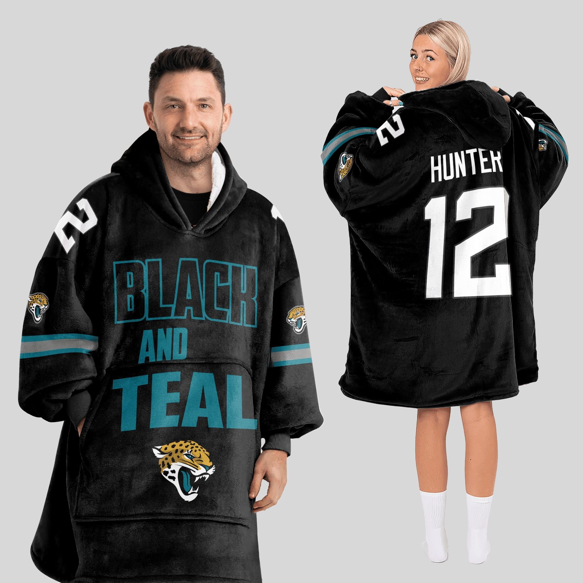 2025 Jacksonville Black And Teal Hunter 12 Blanket Hoodie 2 2025 Jacksonville Black And Teal Hunter 12 Blanket Hoodie 2