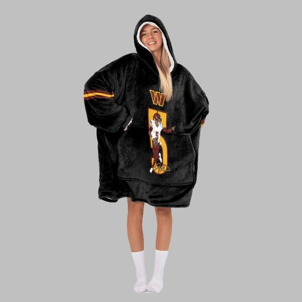 2025 Jayden Daniels 5 Commanders Blanket Hoodie 2