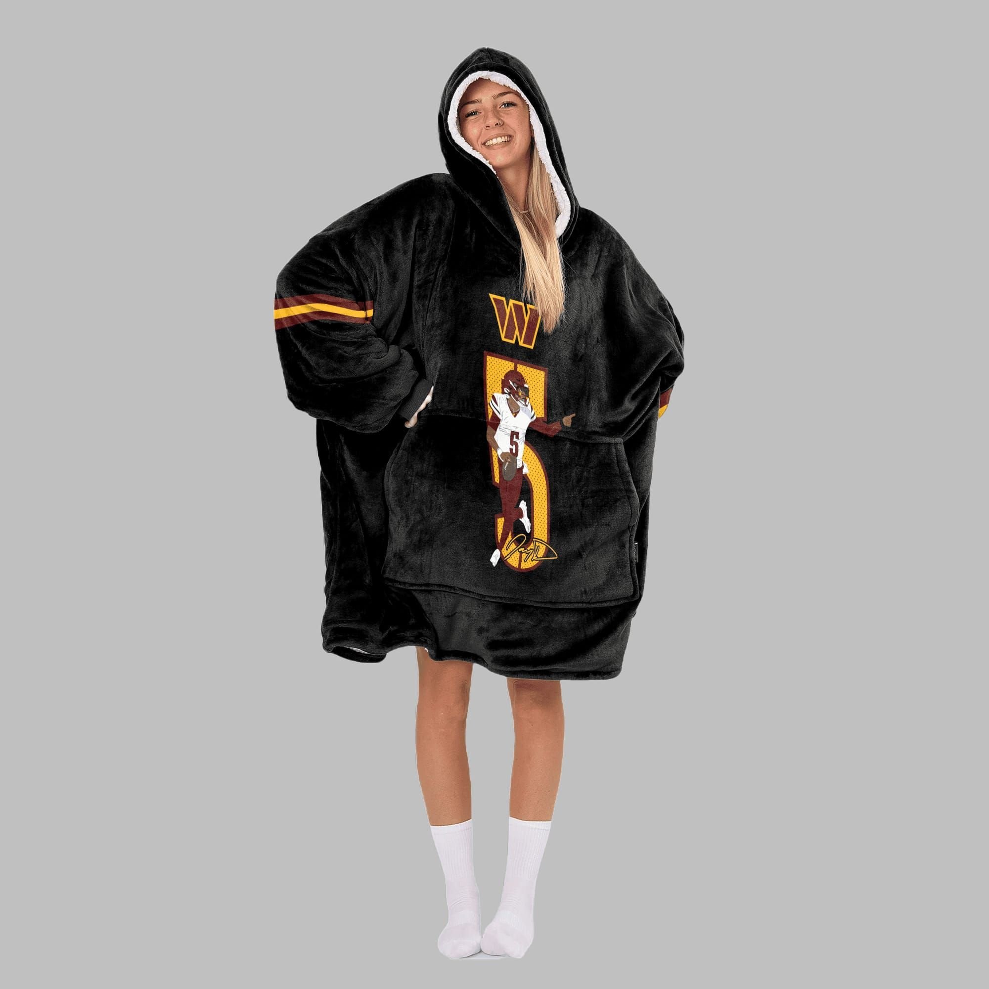 2025 Jayden Daniels 5 Commanders Blanket Hoodie 2 2025 Jayden Daniels 5 Commanders Blanket Hoodie 2