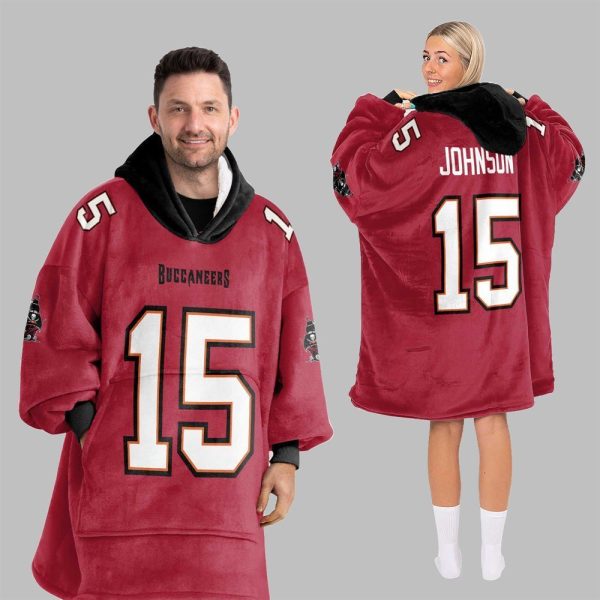 2025 Johnson 15 Tampa Bay Football Blanket Hoodie 5