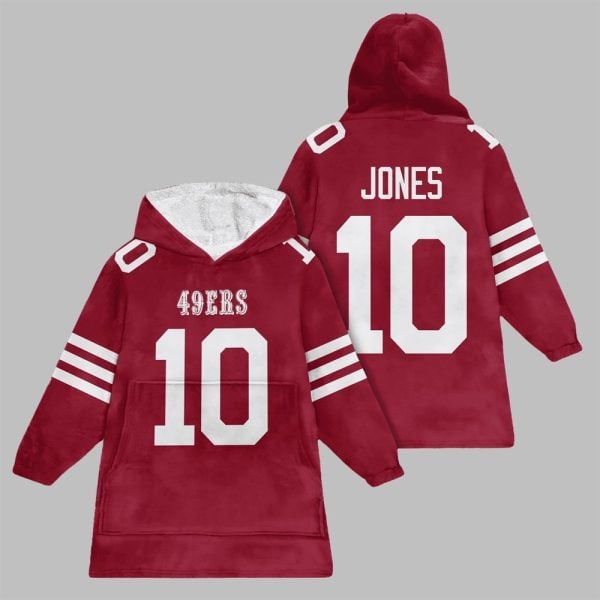 2025 Jones 10 San Francisco Football Blanket Hoodie 1