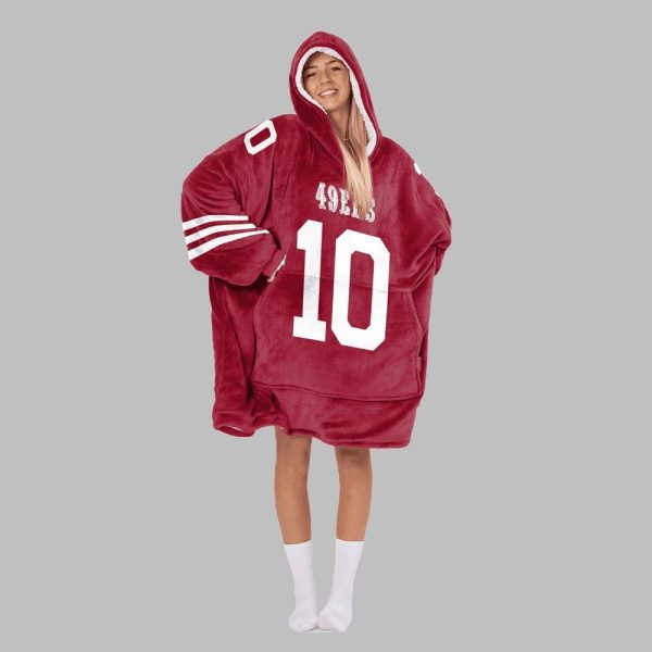 2025 Jones 10 San Francisco Football Blanket Hoodie 2