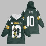 2025 Jordan Love 10 Packers Blanket Hoodie