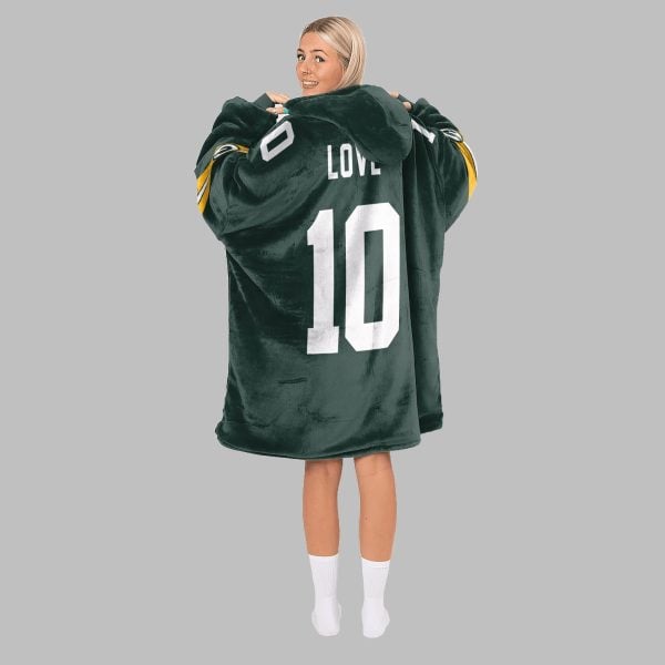 2025 Jordan Love 10 Packers Blanket Hoodie 2