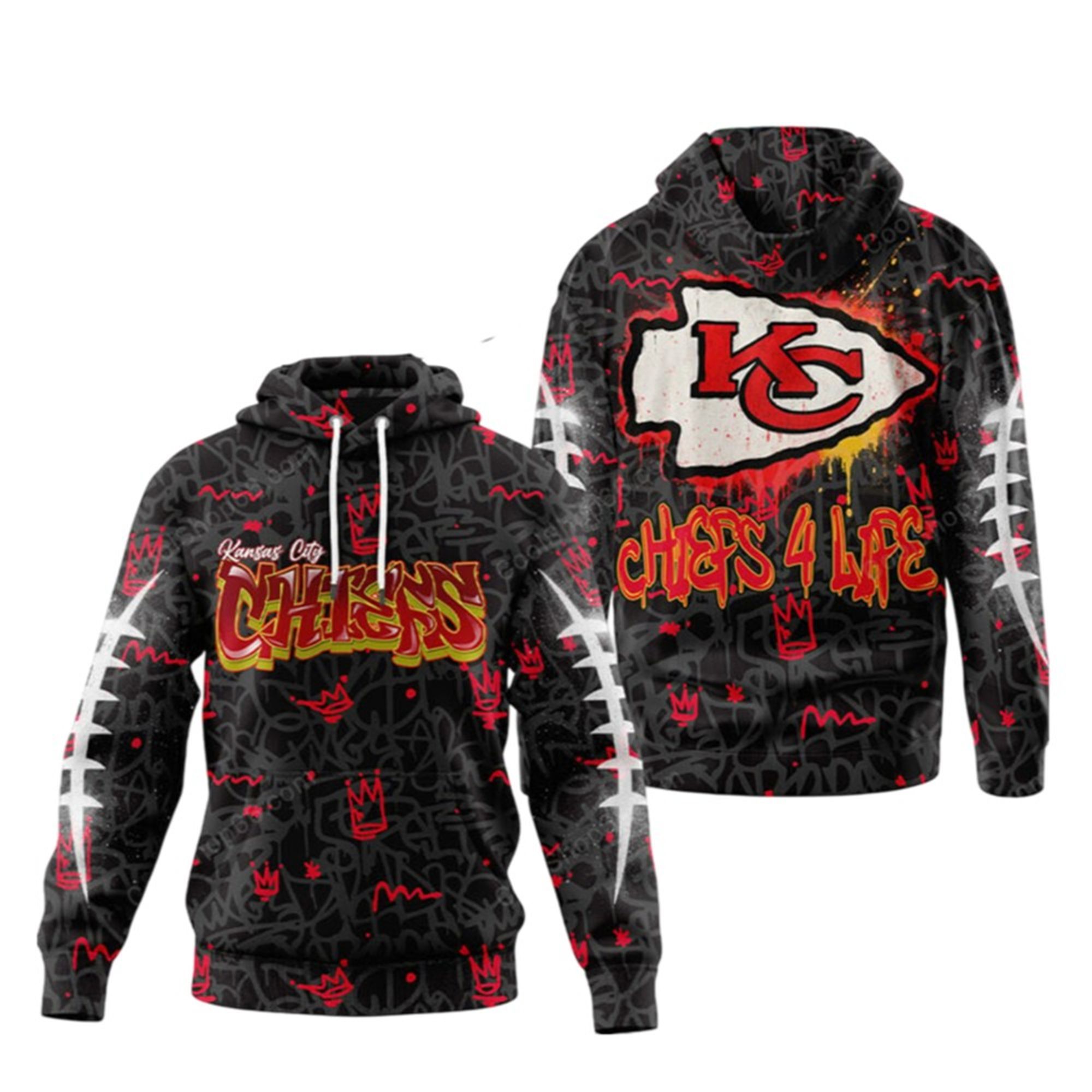 2025 KC Chiefs Graffiti For Life Hoodie 2 2025 KC Chiefs Graffiti For Life Hoodie 1 2