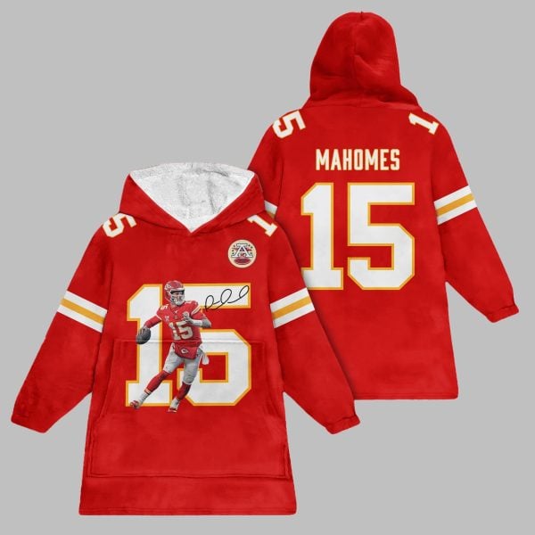 2025 KC Chiefs Mahomes 15 Blanket Hoodie 1