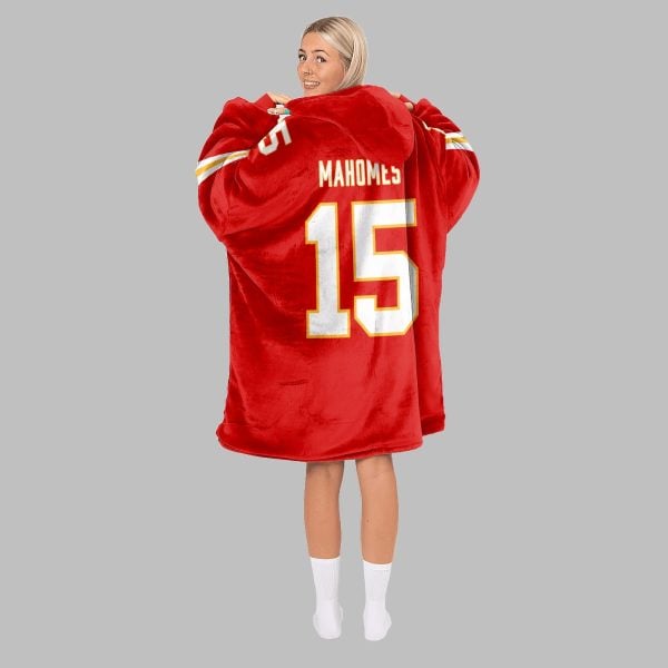 2025 KC Chiefs Mahomes 15 Blanket Hoodie 3
