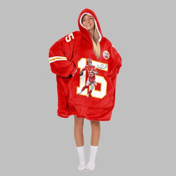 2025 KC Chiefs Mahomes 15 Blanket Hoodie 4