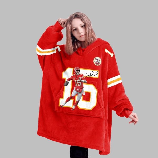 2025 KC Chiefs Mahomes 15 Blanket Hoodie 5