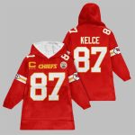 2025 Kelce 77 Captain Kansas City Football Blanket Hoodie