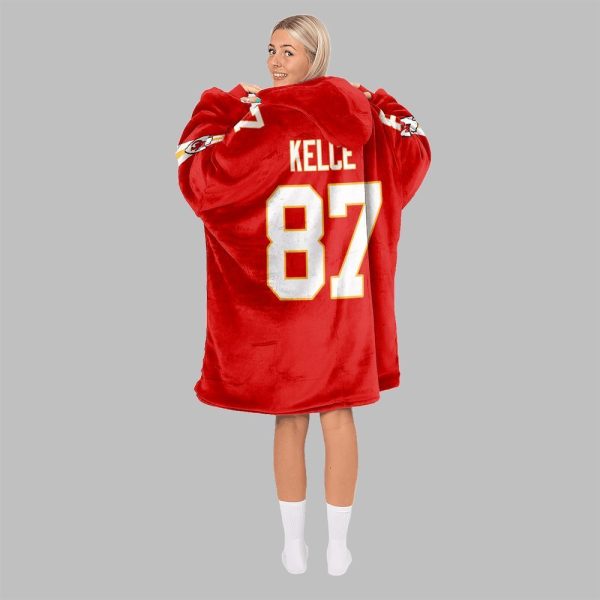 2025 Kelce 77 Captain Kansas City Football Blanket Hoodie 2