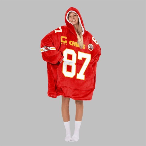 2025 Kelce 77 Captain Kansas City Football Blanket Hoodie 3