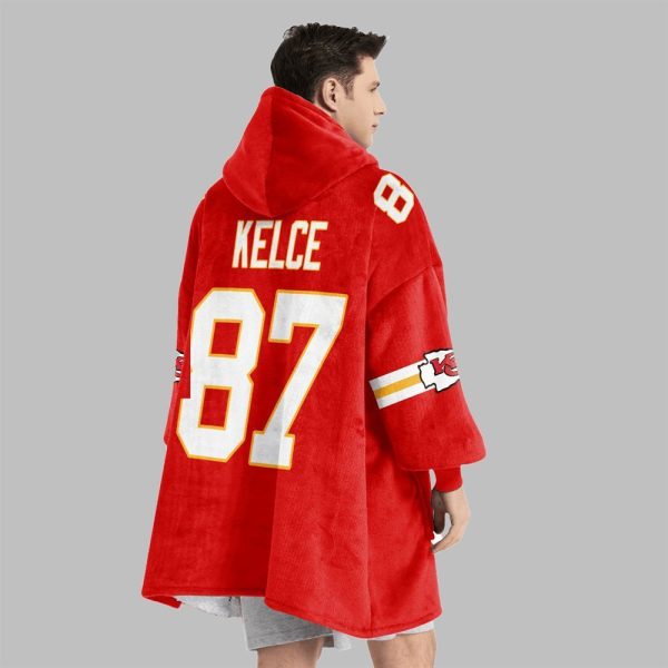 2025 Kelce 77 Captain Kansas City Football Blanket Hoodie 4