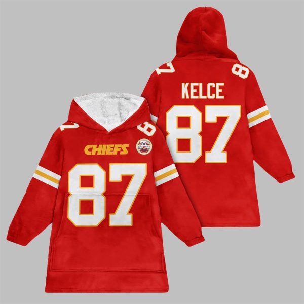 2025 Kelce 87 Kansas City Football Blanket Hoodie 1