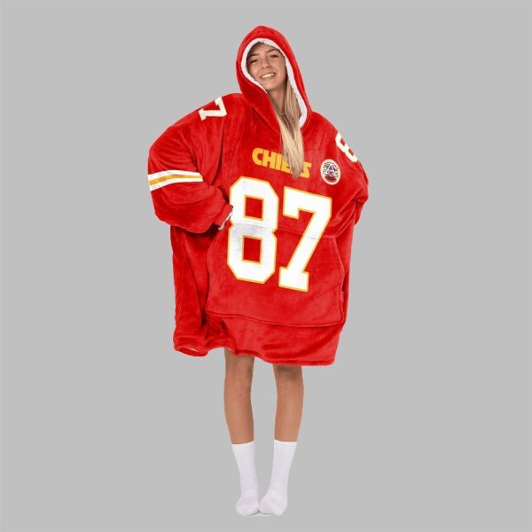 2025 Kelce 87 Kansas City Football Blanket Hoodie 2
