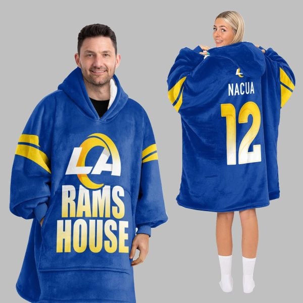 2025 LA Rams House Nacua 12 Blanket Hoodie 5