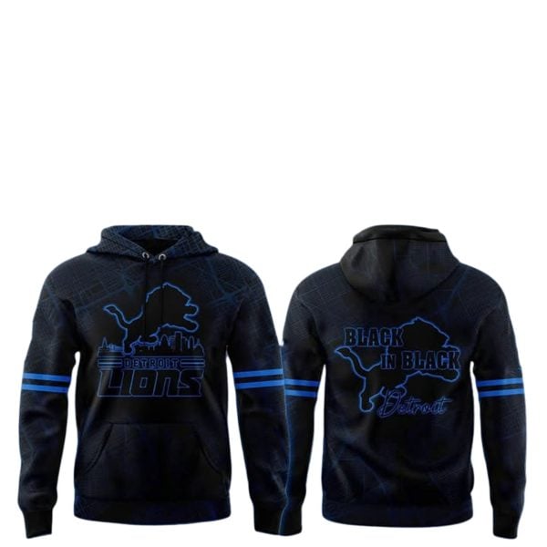 2025 Lions Black In Black Detroit Hoodie 2