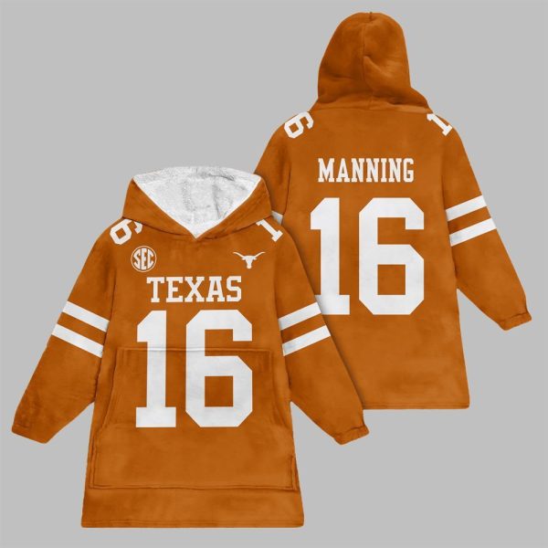 2025 Manning 16 Texas Football Blanket Hoodie 1