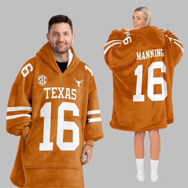 2025 Manning 16 Texas Football Blanket Hoodie 2